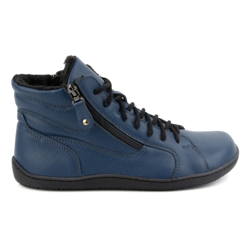 Olivier Zapatos de mujer minimalistas descalzos 1261 de piel de invierno, azul marino