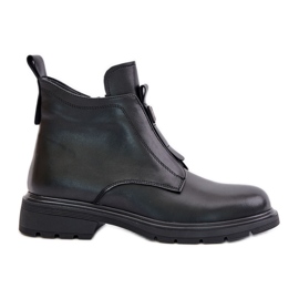 Botas planas de piel cálidas negras Komisa negro