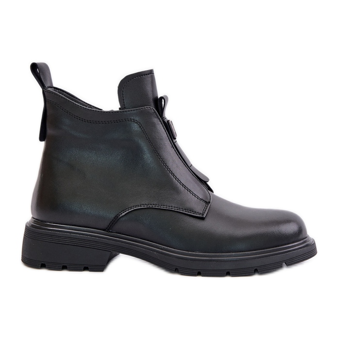 Botas planas de piel cálidas negras Komisa negro