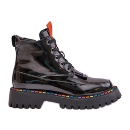 Botines negros de charol Anafra con cremallera