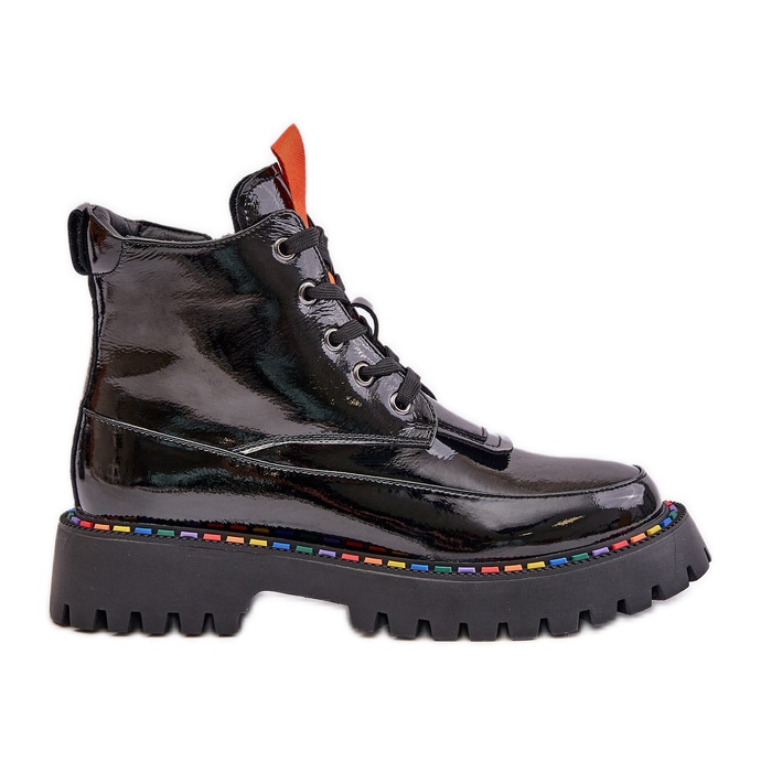 Botines negros de charol Anafra con cremallera