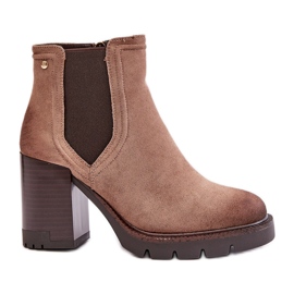 Botas Aislantes De Tacón Alto Para Mujer Confeccionadas En Ante Ecológico Vinceza 58356 Beige