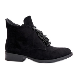 Botas Bajas Aislantes Con Adorno Cremallera S.Barski HY42-715 Negro