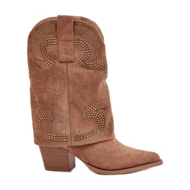 Botas Cowboy Media Pierna Decoradas Y Tacón Alto S.Barski HY42-153 Camel beige