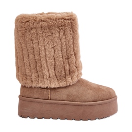 Botas de nieve con plataforma Lisonea beige y parte superior vuelta
