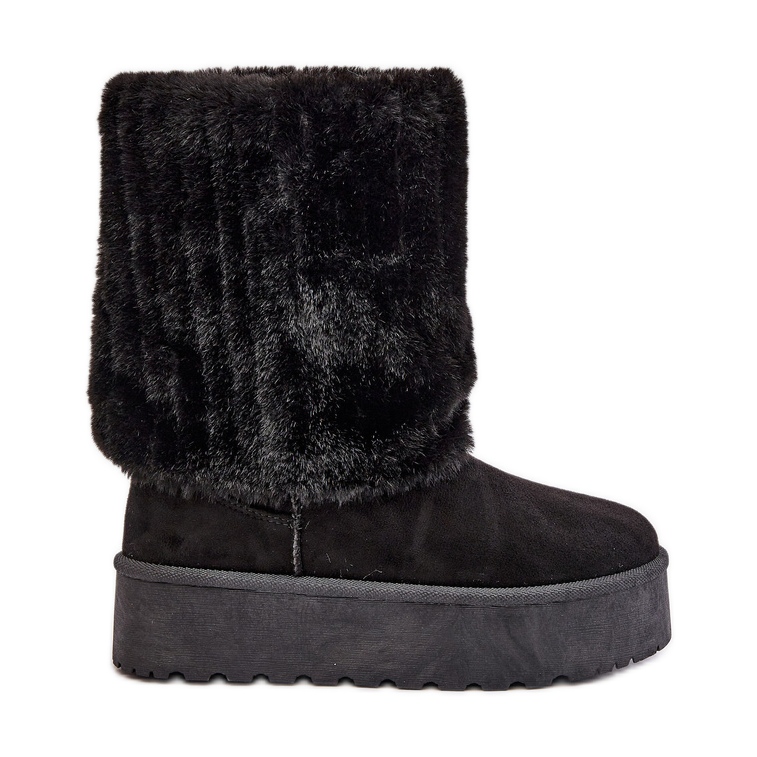 Botas de nieve con plataforma Lisonea negras y parte superior vuelta negro