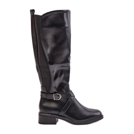 Botas aislantes por encima de la rodilla con hebilla y cremallera, Negro Seavella