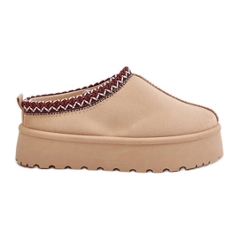 Botas De Nieve Bajas Para Mujer Con Bordado En La Plataforma Beige Claro Narirya