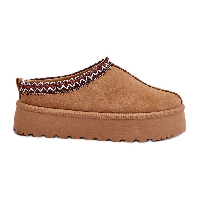 Botas De Nieve Bajas De Mujer Con Bordado En La Plataforma Narirya Camel marrón