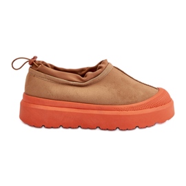 Botas de nieve con plataforma y parte superior baja para mujer Camel Izamine marrón