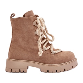 Botas aislantes de ante ecológico con cremallera, Beige Caellita