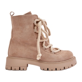 Botas aislantes de ante ecológico con cremallera, beige claro Caellita