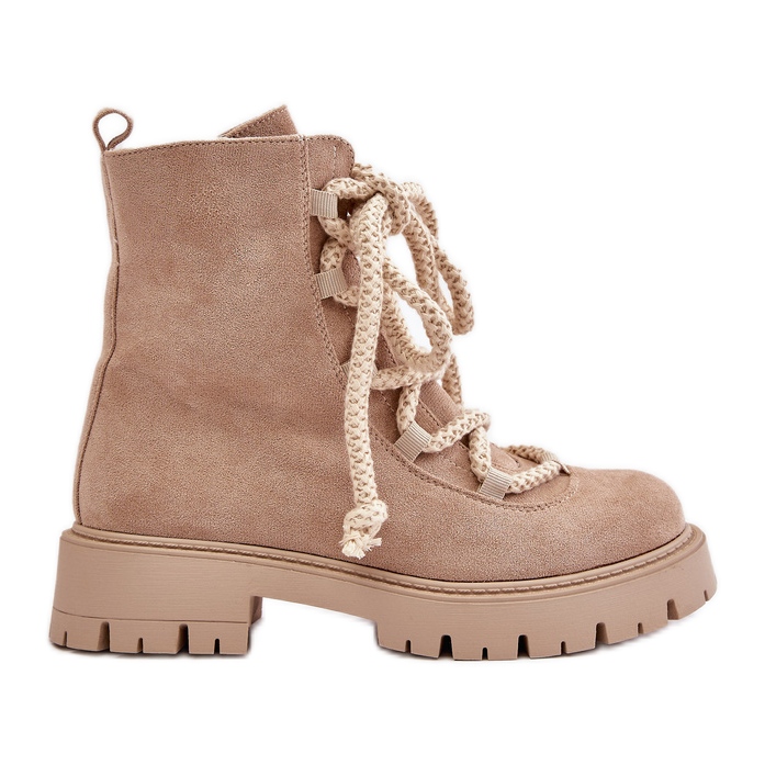 Botas aislantes de ante ecológico con cremallera, beige claro Caellita