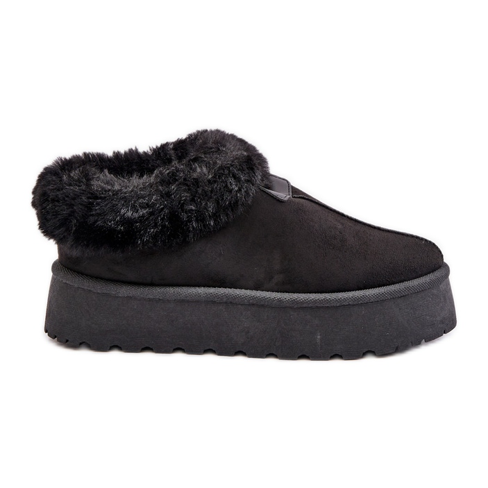 Botas de nieve bajas con piel en la plataforma, Eco Suede, Black Neathoria negro