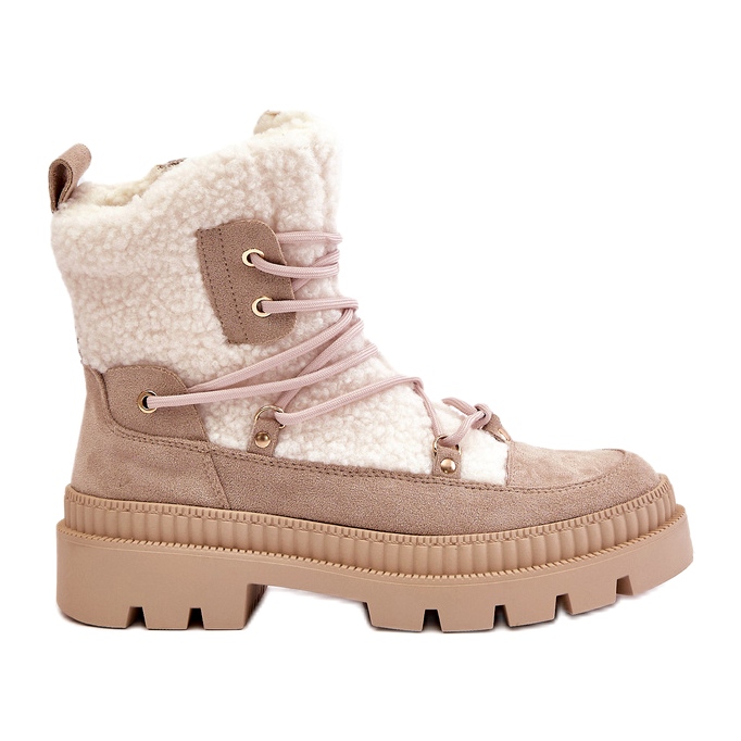 Botas Merilana De Piel De Oveja Con Pelo Beige