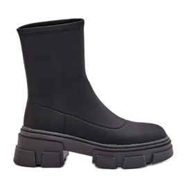 Botas negras sin cordones con tacón plano de Ravendria negro Botas negras sin cordones con tacón plano de Ravendria negro