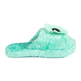 Zapatillas infantiles verdes con flor decorativa. Zapatillas infantiles verdes con flor decorativa.