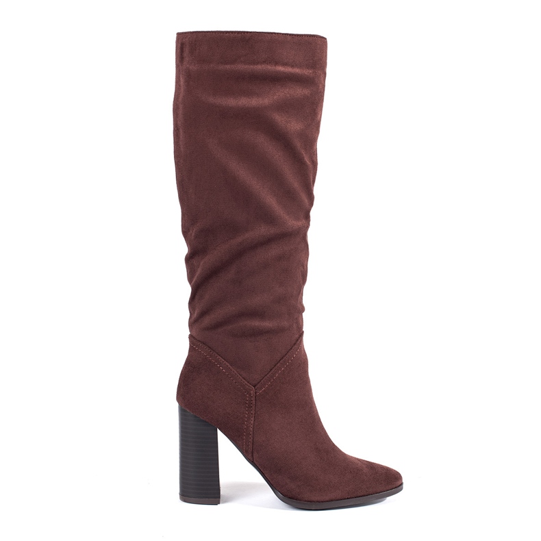 Botas altas de tacón para mujer en ante marrón