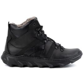 Olivier Botas de invierno con aislamiento de cuero para hombre 151KZ, negro