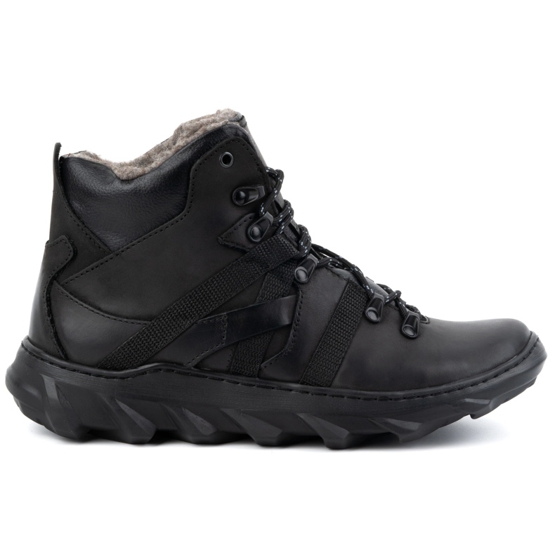 Olivier Botas de invierno con aislamiento de cuero para hombre 151KZ, negro