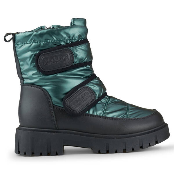 Botas de nieve mujer cierre adhesivo metalizado negro y verde JH-1GR