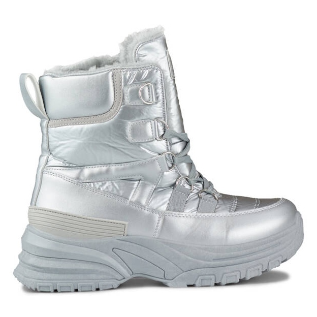 Botas de nieve para mujer, botas plateadas brillantes 22-PY16061SI plata