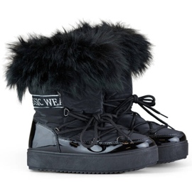 Botas de nieve para mujer con pelo, negro 5705-1B