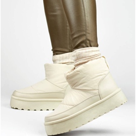Botas de nieve de mujer con plataforma, beige J2-38-BE