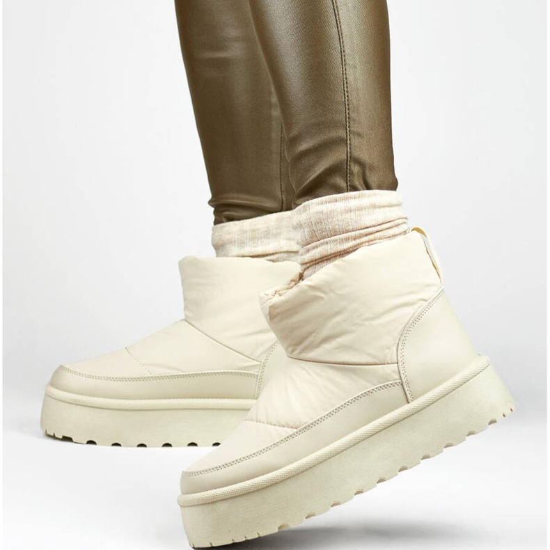 Botas de nieve de mujer con plataforma, beige J2-38-BE