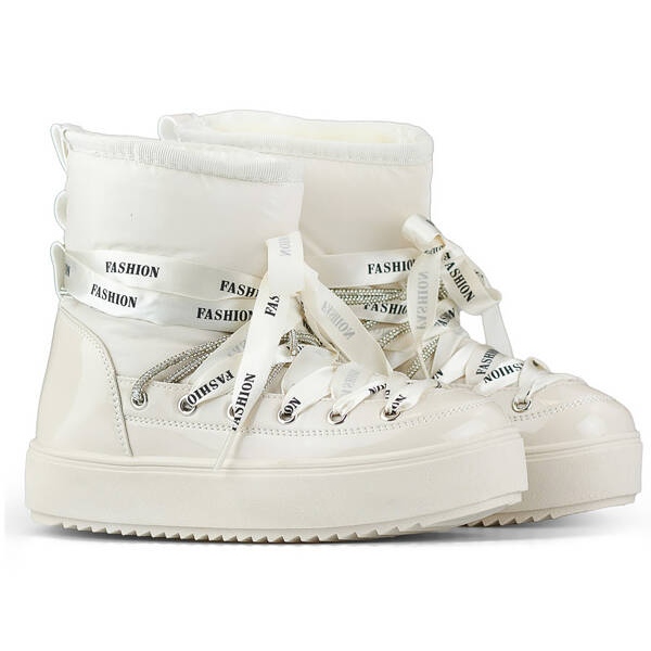 Botas de nieve para mujer, botas con cordones, beige 5754-4BE