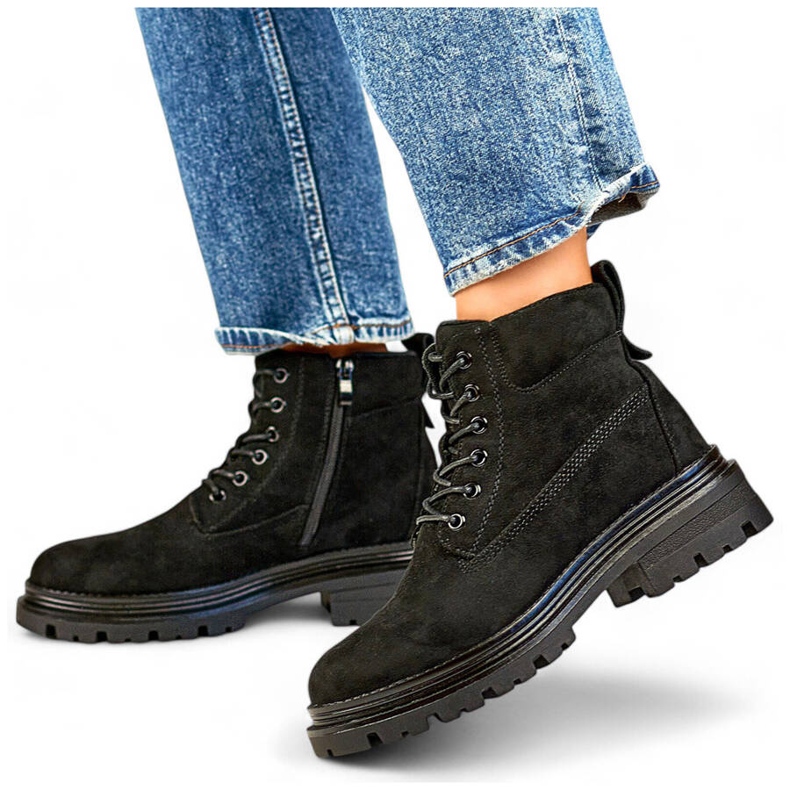 Botines aislantes de ante para mujer, negro A5201B Botines aislantes de ante para mujer, negro A5201B