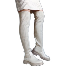 Botas largas beige con parte superior elástica Daryl Botas largas beige con parte superior elástica Daryl
