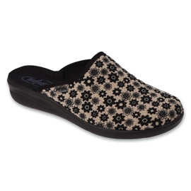 Zapatillas de mujer befado con flores, pu 551D002, beige/negro
