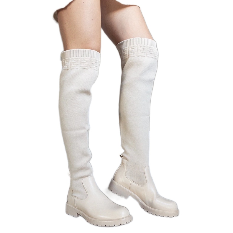 Botas largas beige con empeine elástico Juanra