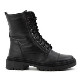 WASAK Botines mujer piel cordones altos invierno 0640 negro