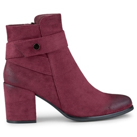 Botines de mujer en ante, burdeos, 260041WI-SU rojo