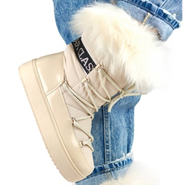 Botas de nieve para mujer con pelo decorativo, beige NB605BE