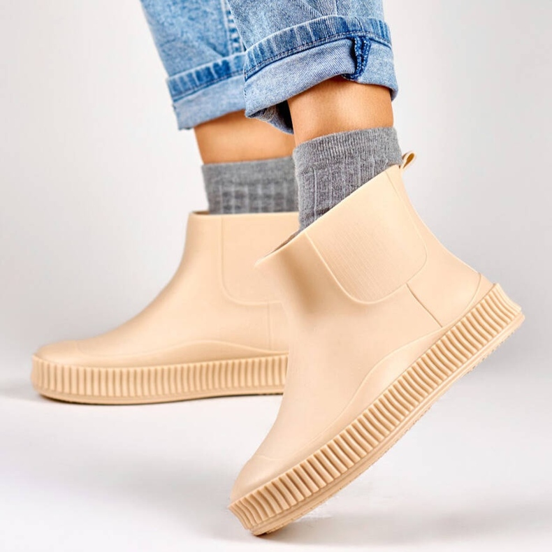 Botas de agua de mujer beige mate YJ-7-2BE