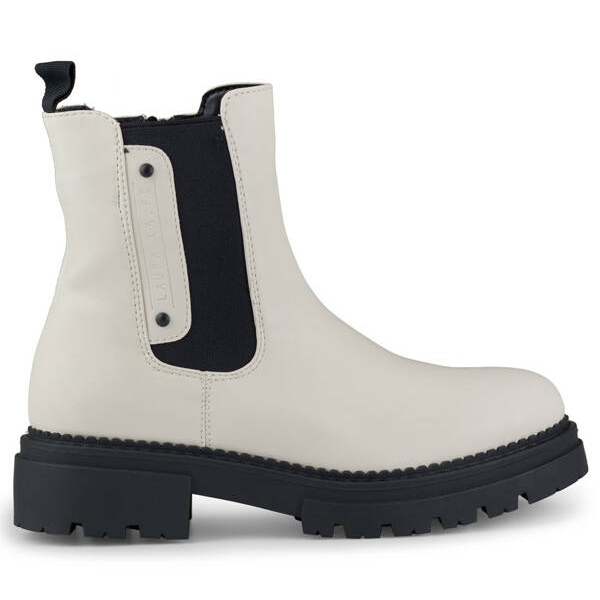 Botines de mujer con suela gruesa, beige claro Laura La.Fi 250004BE-PU Botines de mujer con suela gruesa, beige claro Laura La.Fi 250004BE-PU