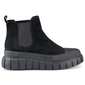 Botas Chelsea de mujer botines sin cordones de ante negro A1006B
