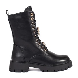Seastar Botín trabajador negro con cordones y plataforma con pasadores Seastar Botín trabajador negro con cordones y plataforma con pasadores