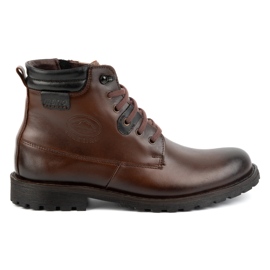 Olivier Zapatos de invierno para hombre, botines de piel 754, marrón oscuro
