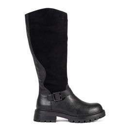 Botas de mujer de piel negra con plataforma de Sergio Leone negro