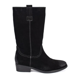 Botas cowboy de mujer de piel negra con tacón alto de Sergio Leone negro