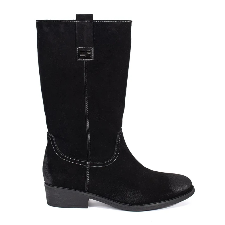 Botas cowboy de mujer de piel negra con tacón alto de Sergio Leone negro