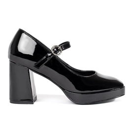 Seastar Zapatos de mujer de charol negro con tacón y hebilla. Seastar Zapatos de mujer de charol negro con tacón y hebilla.