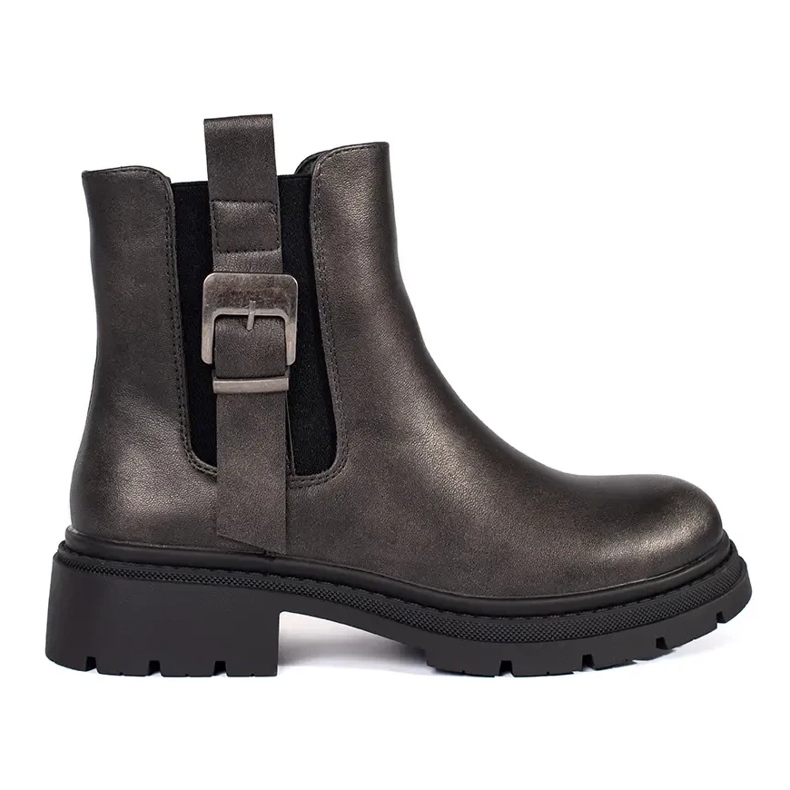 Botas Chelsea de mujer marrón oscuro metalizado con hebilla Botas Chelsea de mujer marrón oscuro metalizado con hebilla