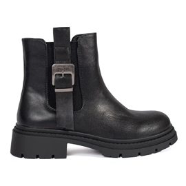 Botas Chelsea de mujer negras con hebilla negro