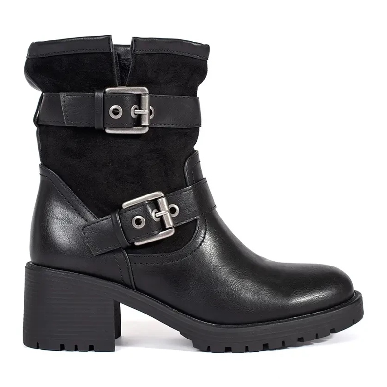 Botines de mujer negros con tacón y hebillas Botines de mujer negros con tacón y hebillas