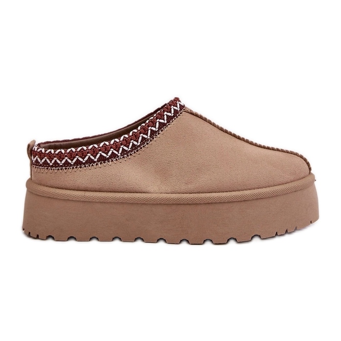 Botas De Nieve Bajas Para Mujer Con Bordado En Plataforma, Beige Oscuro Narirya